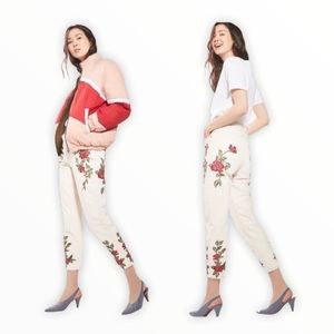 TOPShop moto mom flora print ivory jeans high rise